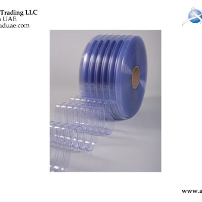 Transparent polar clear blue ribbed strip curtain roll